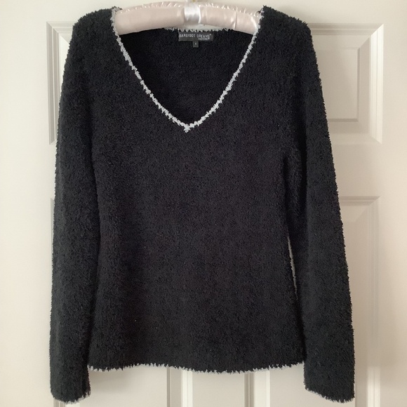 Barefoot Dreams Sweaters - Barefoot Dreams Cozy Chic Pullover, Size S, Black with White Trim